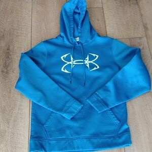 Unisex Size SM Bright Blue Under Armour Hoodie With Fishhook Logo